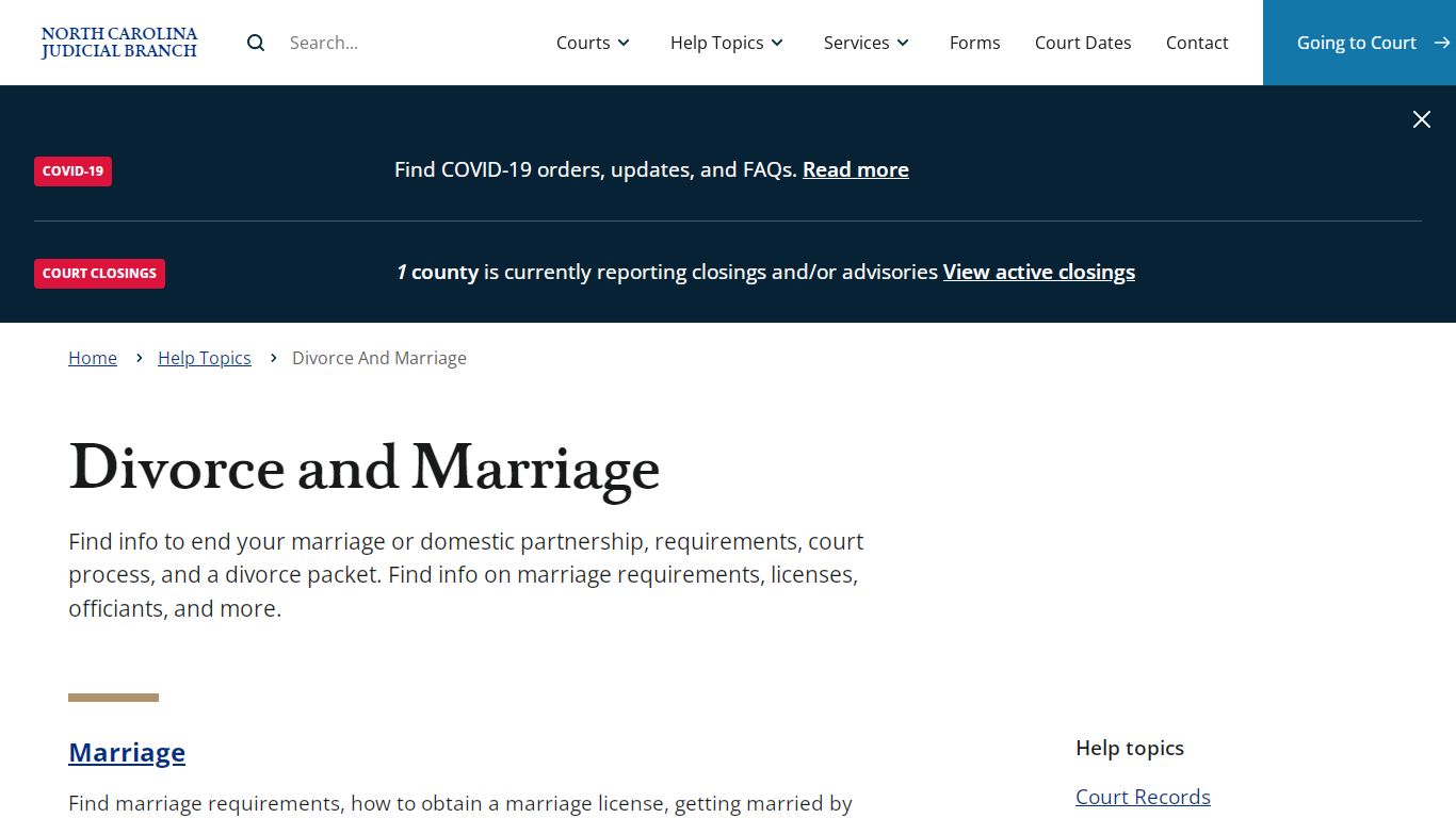 Divorce and Marriage | North Carolina Judicial Branch